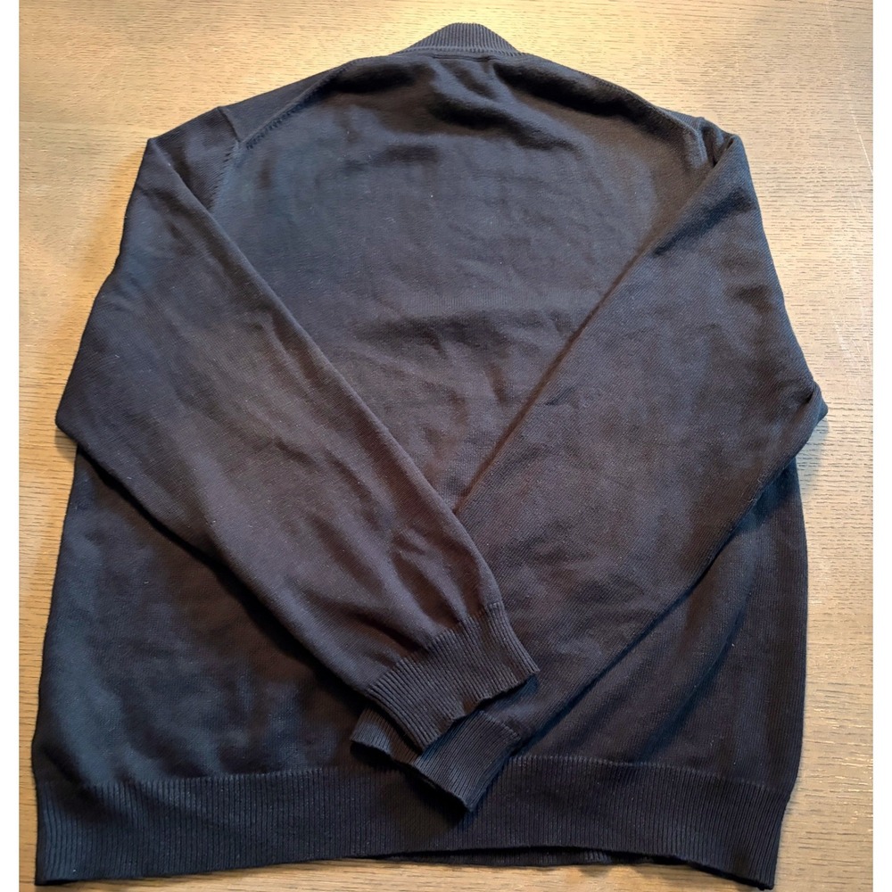 Eddie Bauer Mens Navy Blue Cotton Cashmere Quarter Zip Sweater Large Mock Neck - Picture 4 of 10